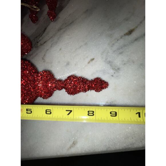 16 Red Dipped Glitter Christmas Tree Bulb Finials Ornaments Holiday Decor - Picture 8 of 9
